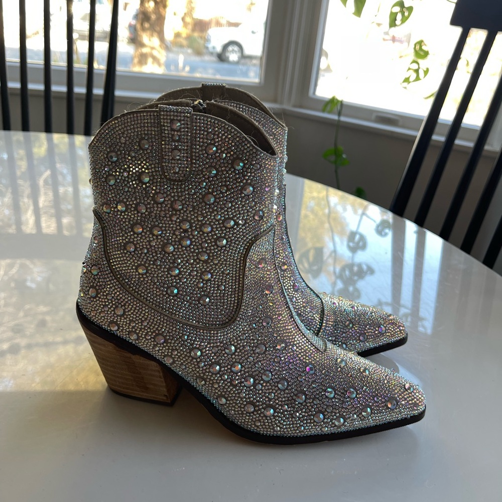 Sparkling Crystal Ankle Booties